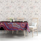 Brisbane Lions ANZAC Day Tablecloth Indigenous Dot Art with Poppy Flower Tribute