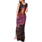 Brisbane Lions ANZAC Day Tank Maxi Dress Indigenous Dot Art with Poppy Flower Tribute