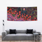 Brisbane Lions ANZAC Day Tapestry Indigenous Dot Art with Poppy Flower Tribute