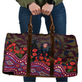 Brisbane Lions ANZAC Day Travel Bag Indigenous Dot Art with Poppy Flower Tribute