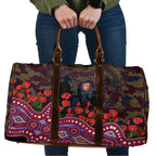 Brisbane Lions ANZAC Day Travel Bag Indigenous Dot Art with Poppy Flower Tribute