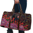 Brisbane Lions ANZAC Day Travel Bag Indigenous Dot Art with Poppy Flower Tribute