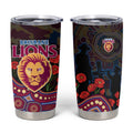 Brisbane Lions ANZAC Day Tumbler Cup Indigenous Dot Art with Poppy Flower Tribute