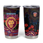 Brisbane Lions ANZAC Day Tumbler Cup Indigenous Dot Art with Poppy Flower Tribute