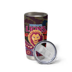 Brisbane Lions ANZAC Day Tumbler Cup Indigenous Dot Art with Poppy Flower Tribute
