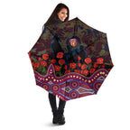 Brisbane Lions ANZAC Day Umbrella Indigenous Dot Art with Poppy Flower Tribute
