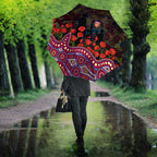 Brisbane Lions ANZAC Day Umbrella Indigenous Dot Art with Poppy Flower Tribute