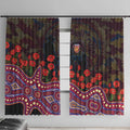 Brisbane Lions ANZAC Day Window Curtain Indigenous Dot Art with Poppy Flower Tribute