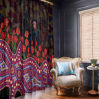 Brisbane Lions ANZAC Day Window Curtain Indigenous Dot Art with Poppy Flower Tribute