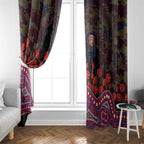 Brisbane Lions ANZAC Day Window Curtain Indigenous Dot Art with Poppy Flower Tribute