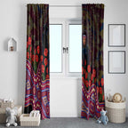 Brisbane Lions ANZAC Day Window Curtain Indigenous Dot Art with Poppy Flower Tribute