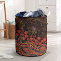 Adelaide Crows ANZAC Day Laundry Basket Indigenous Dot Art with Poppy Flower Tribute