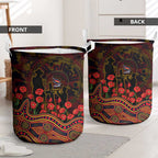 Adelaide Crows ANZAC Day Laundry Basket Indigenous Dot Art with Poppy Flower Tribute