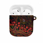Adelaide Crows ANZAC Day AirPods Case Indigenous Dot Art with Poppy Flower Tribute