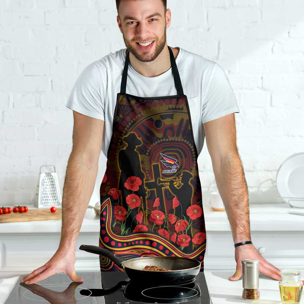 Adelaide Crows ANZAC Day Apron Indigenous Dot Art with Poppy Flower Tribute