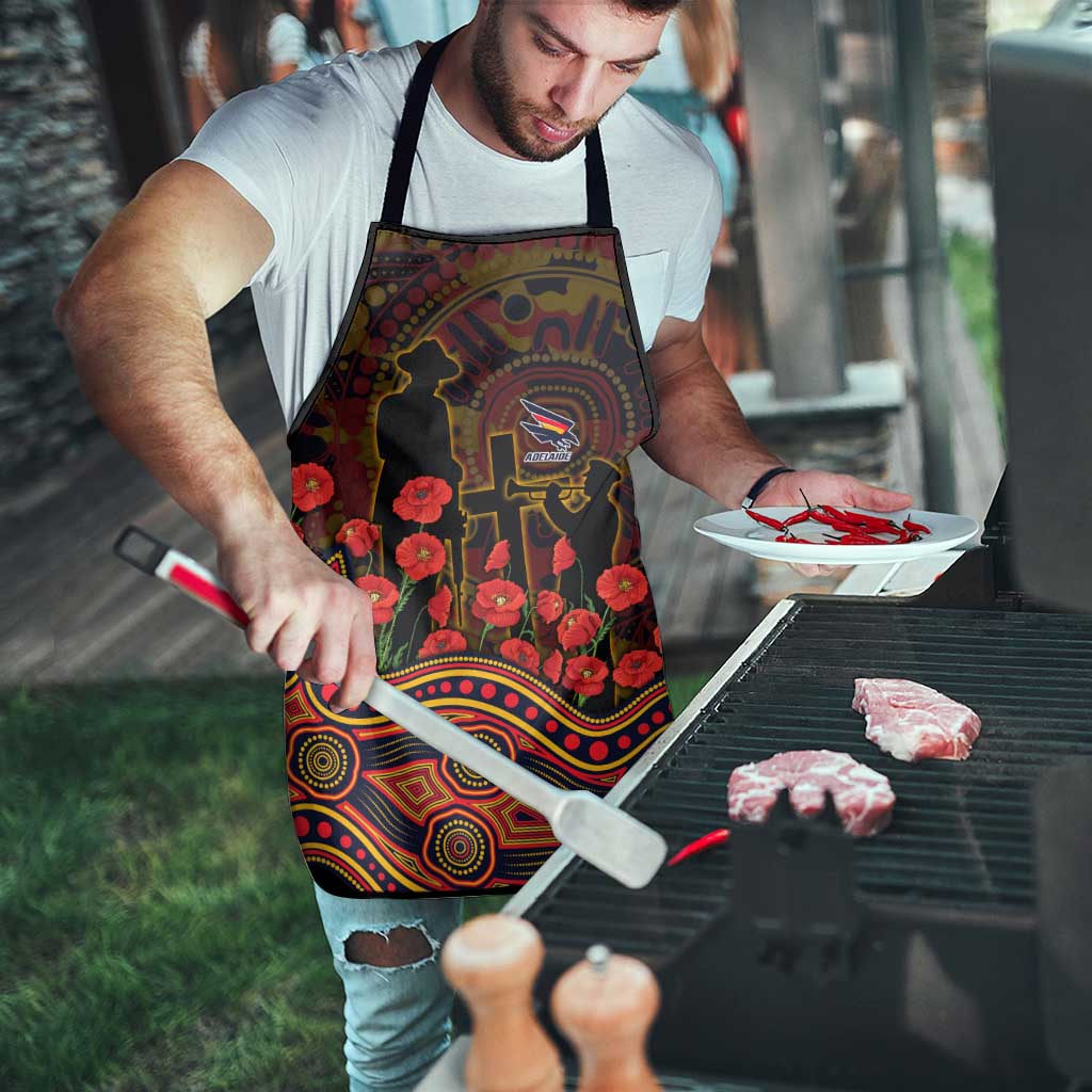 Adelaide Crows ANZAC Day Apron Indigenous Dot Art with Poppy Flower Tribute
