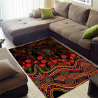 Adelaide Crows ANZAC Day Area Rug Indigenous Dot Art with Poppy Flower Tribute