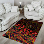 Adelaide Crows ANZAC Day Area Rug Indigenous Dot Art with Poppy Flower Tribute