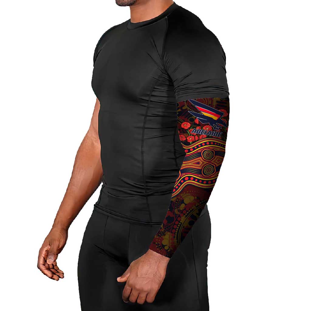 Adelaide Crows ANZAC Day Arm Sleeves Indigenous Dot Art with Poppy Flower Tribute