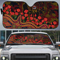 Adelaide Crows ANZAC Day Auto Sun Shade Indigenous Dot Art with Poppy Flower Tribute