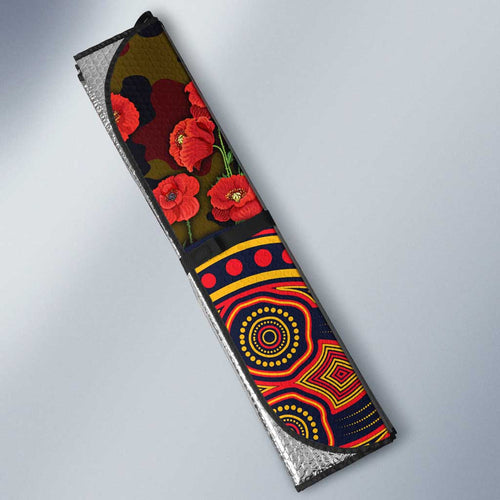 Adelaide Crows ANZAC Day Auto Sun Shade Indigenous Dot Art with Poppy Flower Tribute