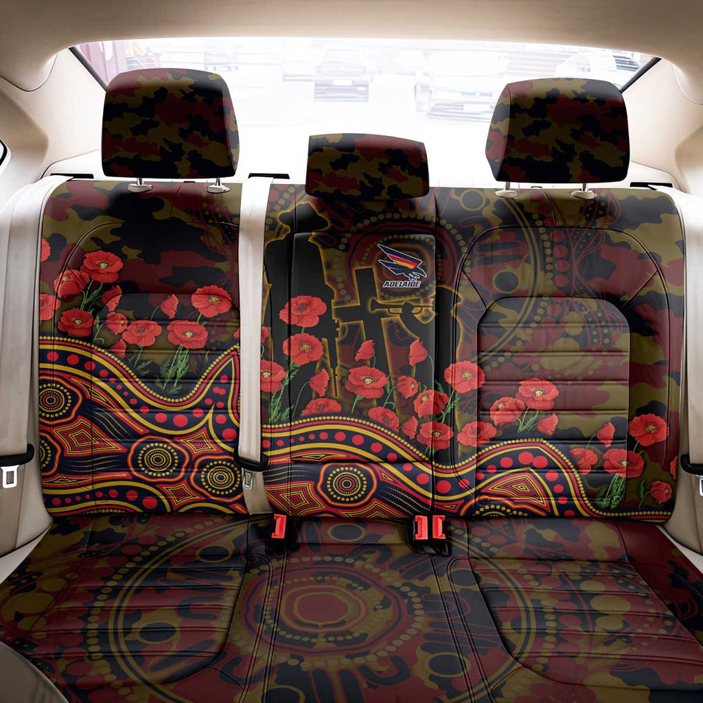 Adelaide Crows ANZAC Day Back Car Seat Cover Indigenous Dot Art with Poppy Flower Tribute