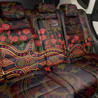 Adelaide Crows ANZAC Day Back Car Seat Cover Indigenous Dot Art with Poppy Flower Tribute