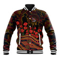 Adelaide Crows ANZAC Day Baseball Jacket Indigenous Dot Art with Poppy Flower Tribute