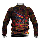 Adelaide Crows ANZAC Day Baseball Jacket Indigenous Dot Art with Poppy Flower Tribute