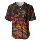 Adelaide Crows ANZAC Day Baseball Jersey Indigenous Dot Art with Poppy Flower Tribute