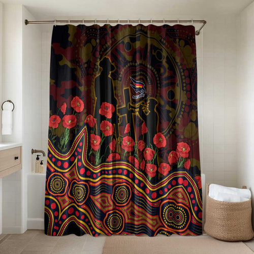 Adelaide Crows ANZAC Day Bathroom Set Indigenous Dot Art with Poppy Flower Tribute
