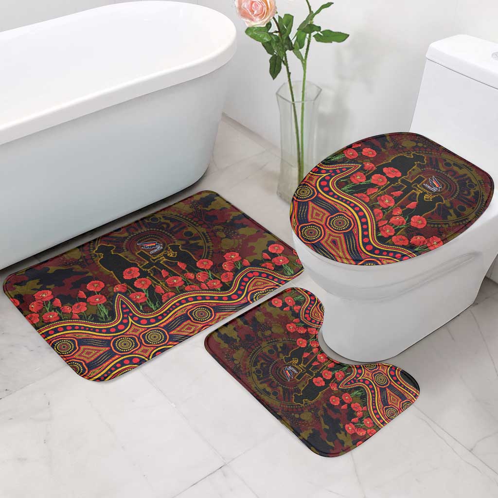 Adelaide Crows ANZAC Day Bathroom Set Indigenous Dot Art with Poppy Flower Tribute