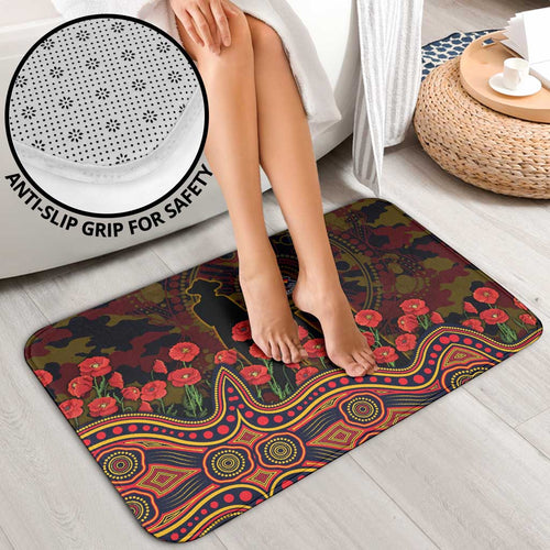 Adelaide Crows ANZAC Day Bathroom Set Indigenous Dot Art with Poppy Flower Tribute