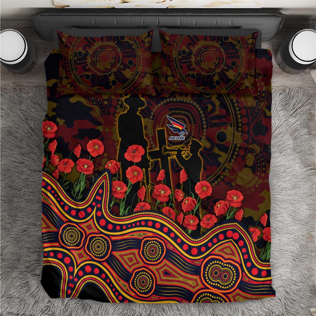Adelaide Crows ANZAC Day Bedding Set Indigenous Dot Art with Poppy Flower Tribute