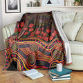 Adelaide Crows ANZAC Day Blanket Indigenous Dot Art with Poppy Flower Tribute