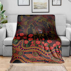 Adelaide Crows ANZAC Day Blanket Indigenous Dot Art with Poppy Flower Tribute