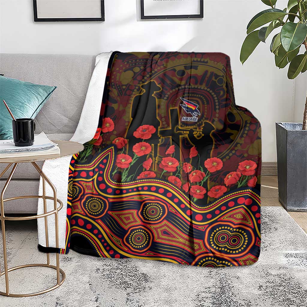 Adelaide Crows ANZAC Day Blanket Indigenous Dot Art with Poppy Flower Tribute