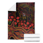 Adelaide Crows ANZAC Day Blanket Indigenous Dot Art with Poppy Flower Tribute
