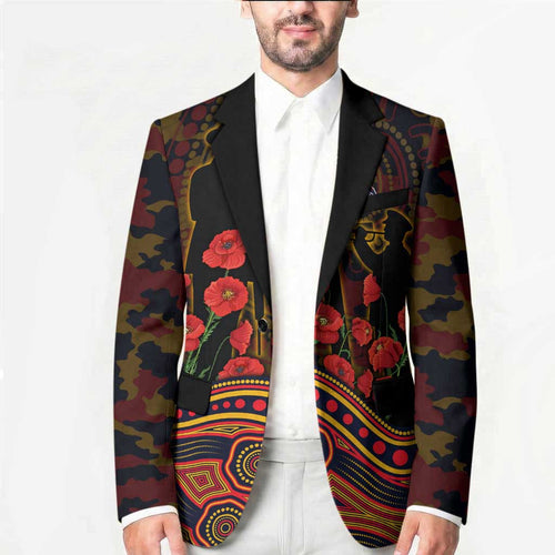 Adelaide Crows ANZAC Day Blazer Indigenous Dot Art with Poppy Flower Tribute