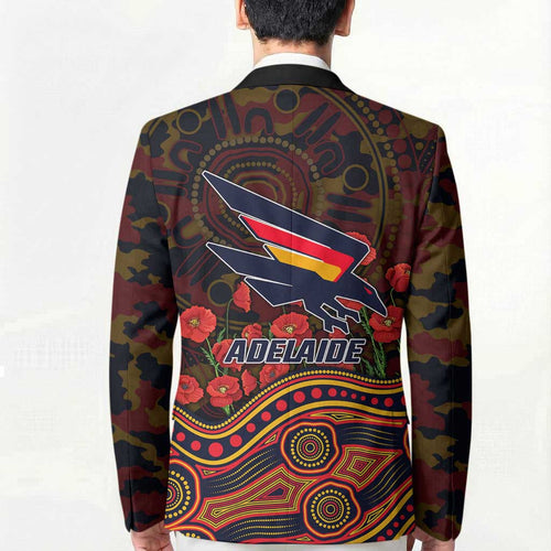 Adelaide Crows ANZAC Day Blazer Indigenous Dot Art with Poppy Flower Tribute