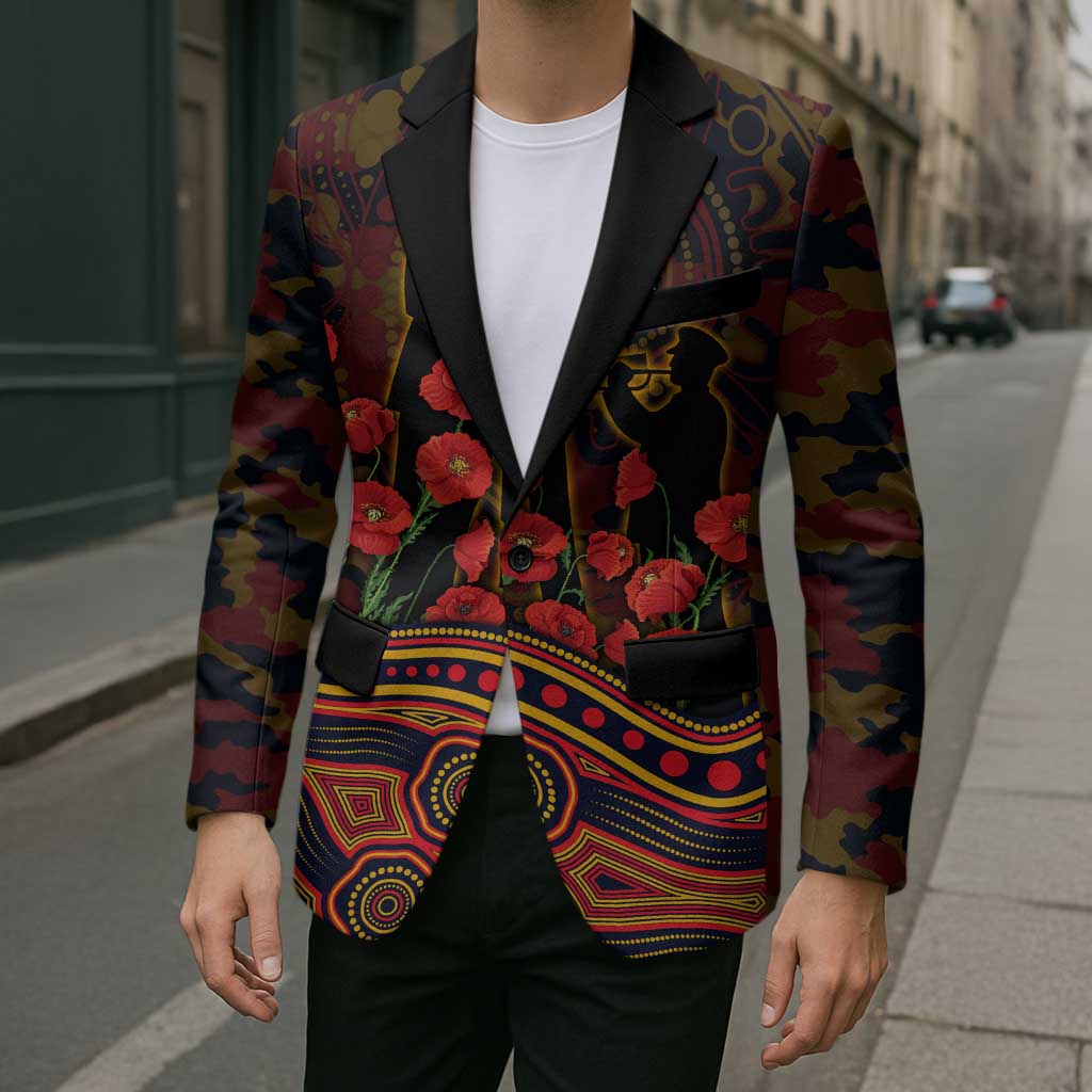 Adelaide Crows ANZAC Day Blazer Indigenous Dot Art with Poppy Flower Tribute