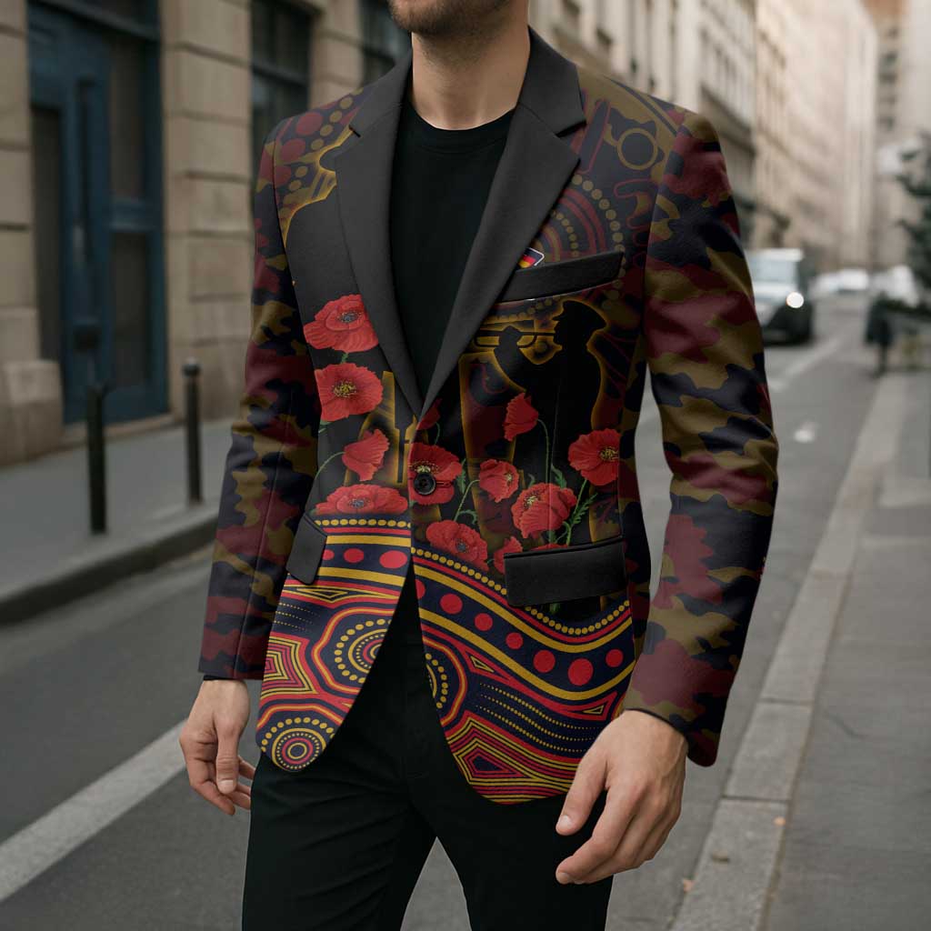 Adelaide Crows ANZAC Day Blazer Indigenous Dot Art with Poppy Flower Tribute