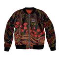 Adelaide Crows ANZAC Day Bomber Jacket Indigenous Dot Art with Poppy Flower Tribute