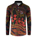 Adelaide Crows ANZAC Day Button Sweatshirt Indigenous Dot Art with Poppy Flower Tribute