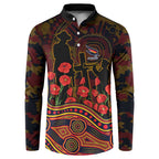 Adelaide Crows ANZAC Day Button Sweatshirt Indigenous Dot Art with Poppy Flower Tribute