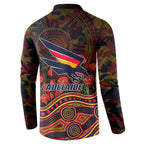 Adelaide Crows ANZAC Day Button Sweatshirt Indigenous Dot Art with Poppy Flower Tribute