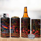 Adelaide Crows ANZAC Day 4 in 1 Can Cooler Tumbler Indigenous Dot Art with Poppy Flower Tribute