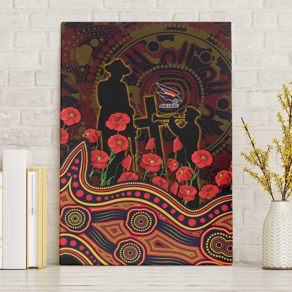 Adelaide Crows ANZAC Day Canvas Wall Art Indigenous Dot Art with Poppy Flower Tribute