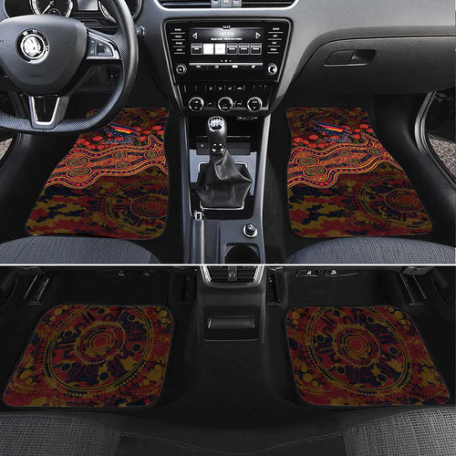 Adelaide Crows ANZAC Day Car Mats Indigenous Dot Art with Poppy Flower Tribute