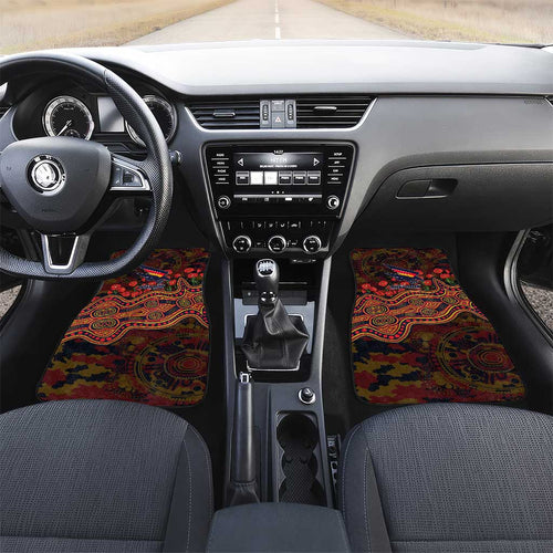 Adelaide Crows ANZAC Day Car Mats Indigenous Dot Art with Poppy Flower Tribute